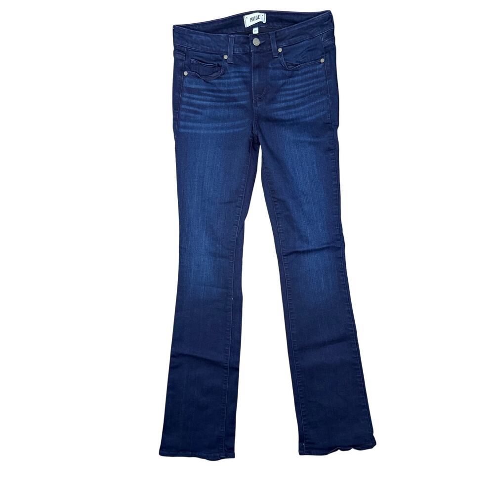 PAIGE Manhattan Bootcut Straight Leg Jeans in Tall Dark Blue Wash - Picture 6 of 7